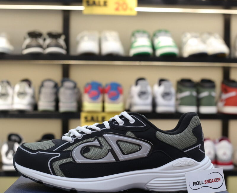 Giày Dior B30 Sneaker Deep Green Mesh and Black Technical Fabric Like Auth