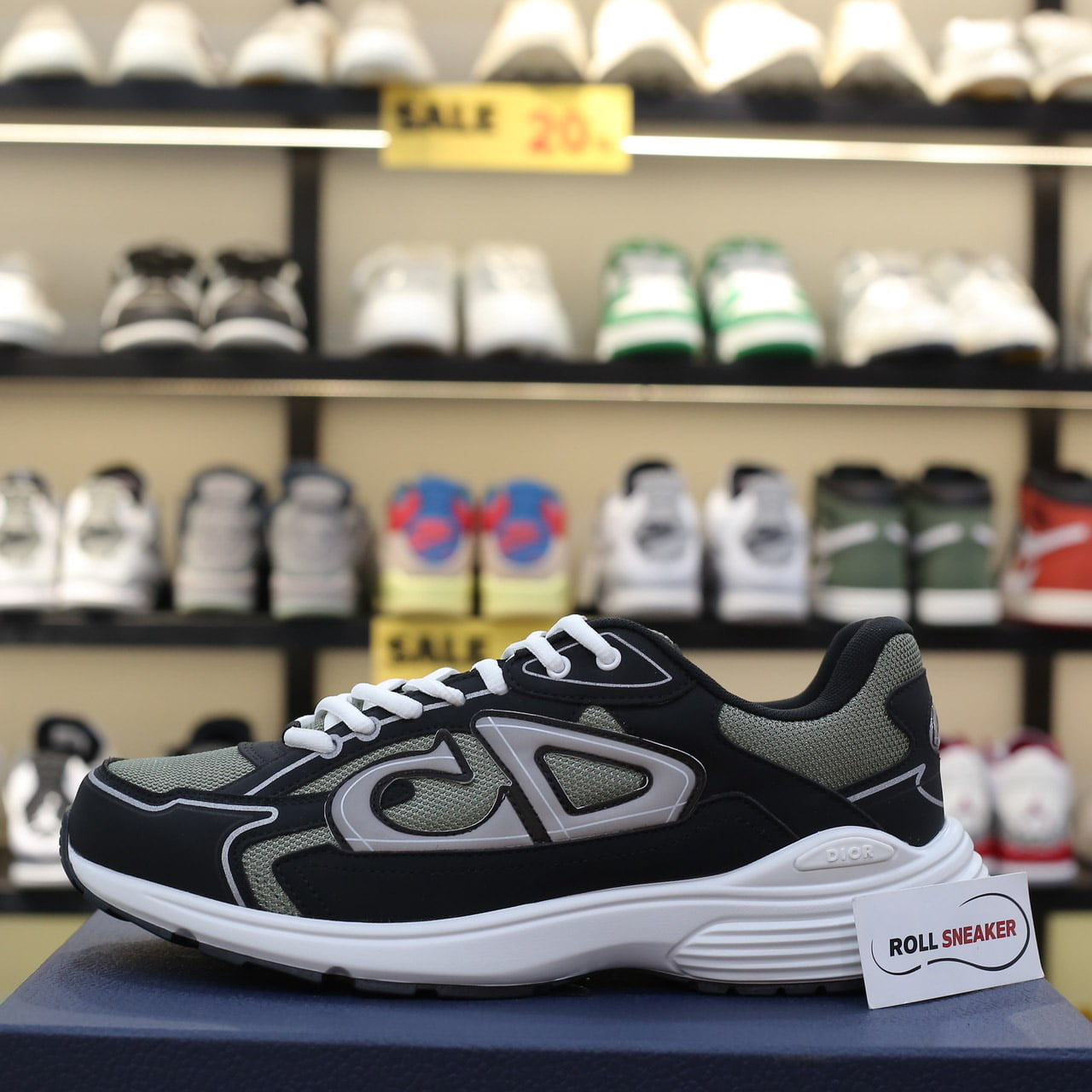 Giày Dior B30 Sneaker Deep Green Mesh and Black Technical Fabric Like Auth