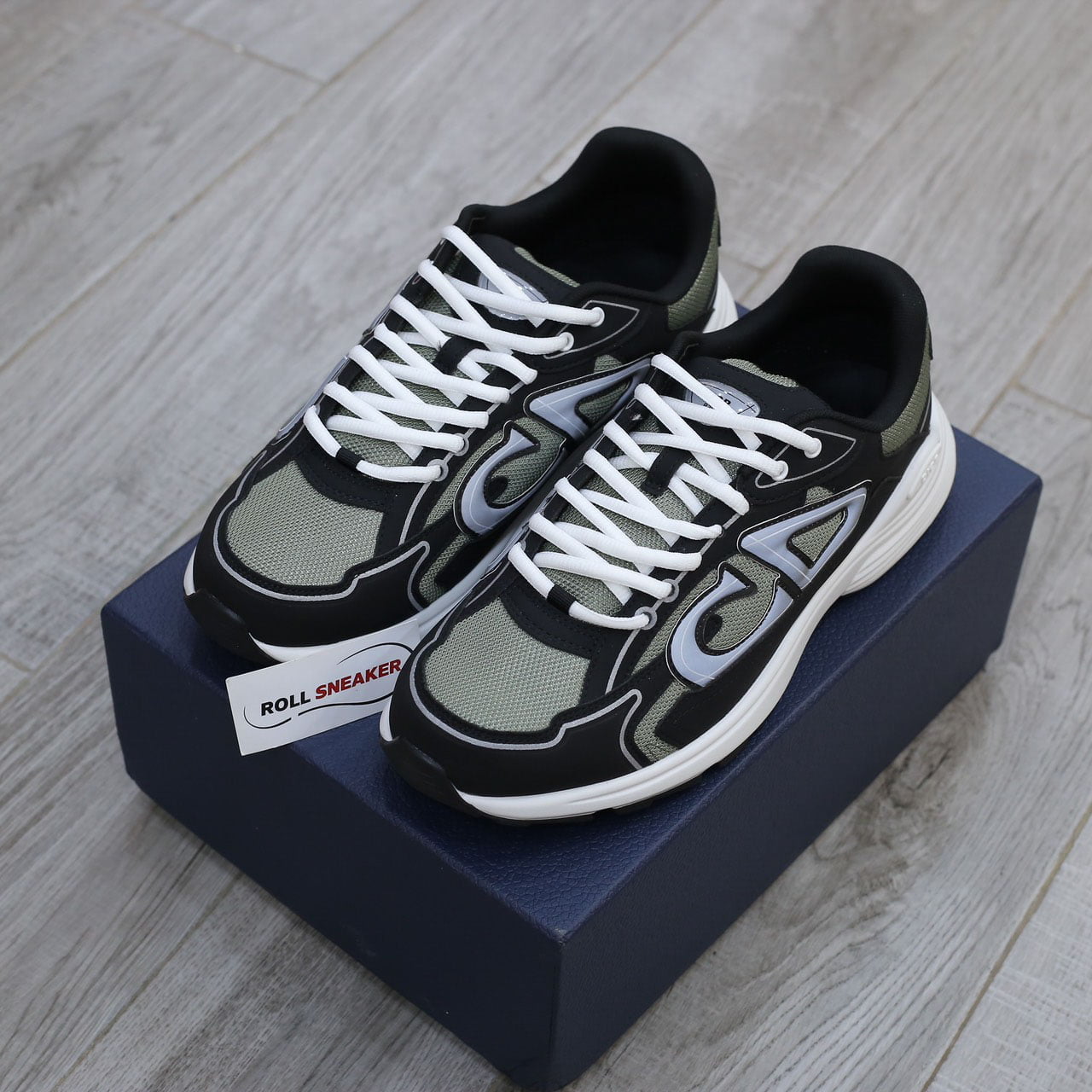 Giày Dior B30 Sneaker Deep Green Mesh and Black Technical Fabric Like Auth