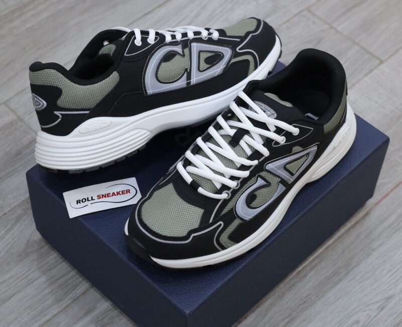 Giày Dior B30 Sneaker Deep Green Mesh and Black Technical Fabric Like Auth