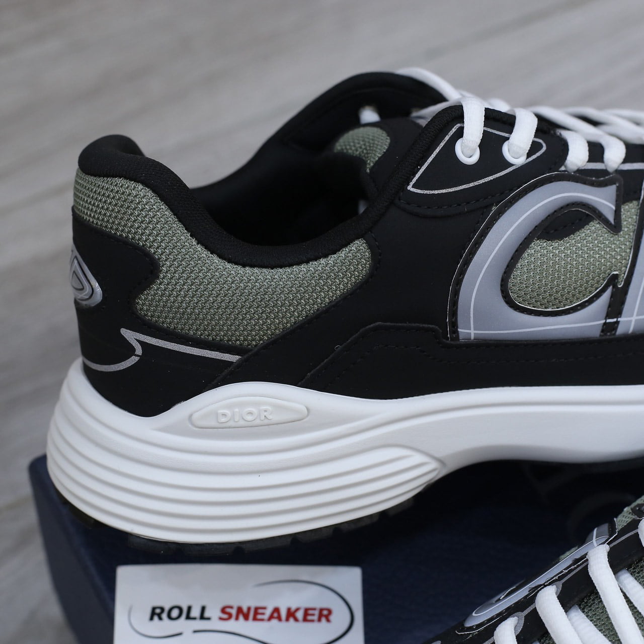 Giày Dior B30 Sneaker Deep Green Mesh and Black Technical Fabric Like Auth