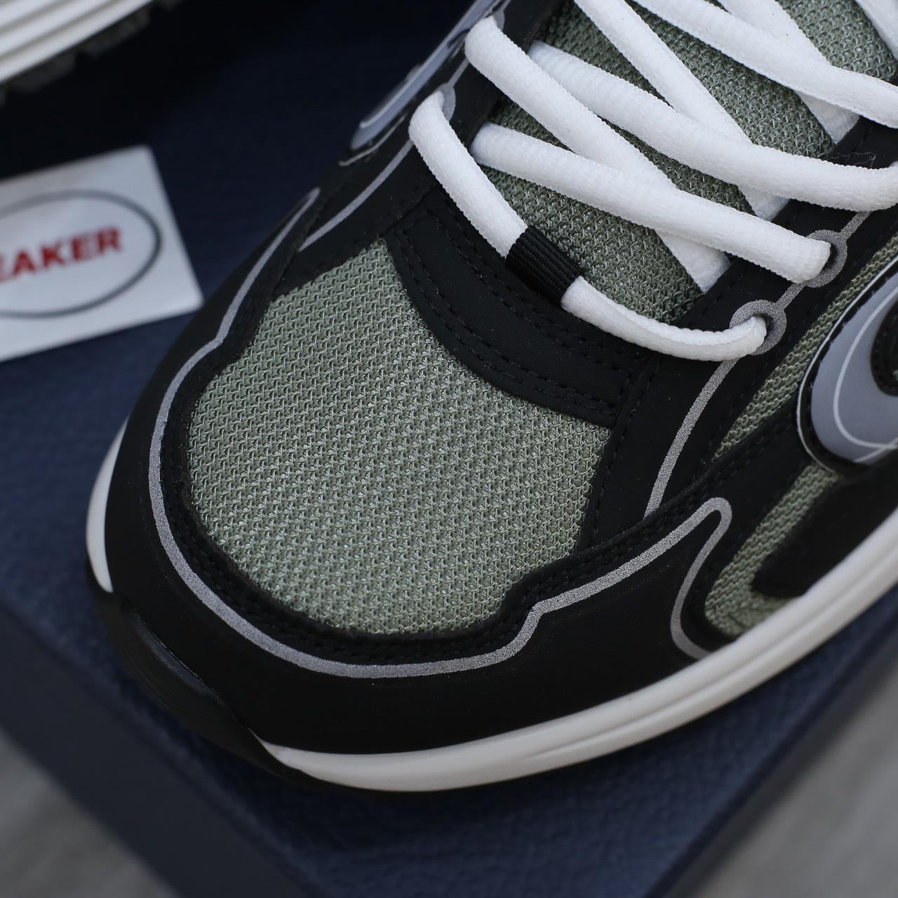 Giày Dior B30 Sneaker Deep Green Mesh and Black Technical Fabric Like Auth