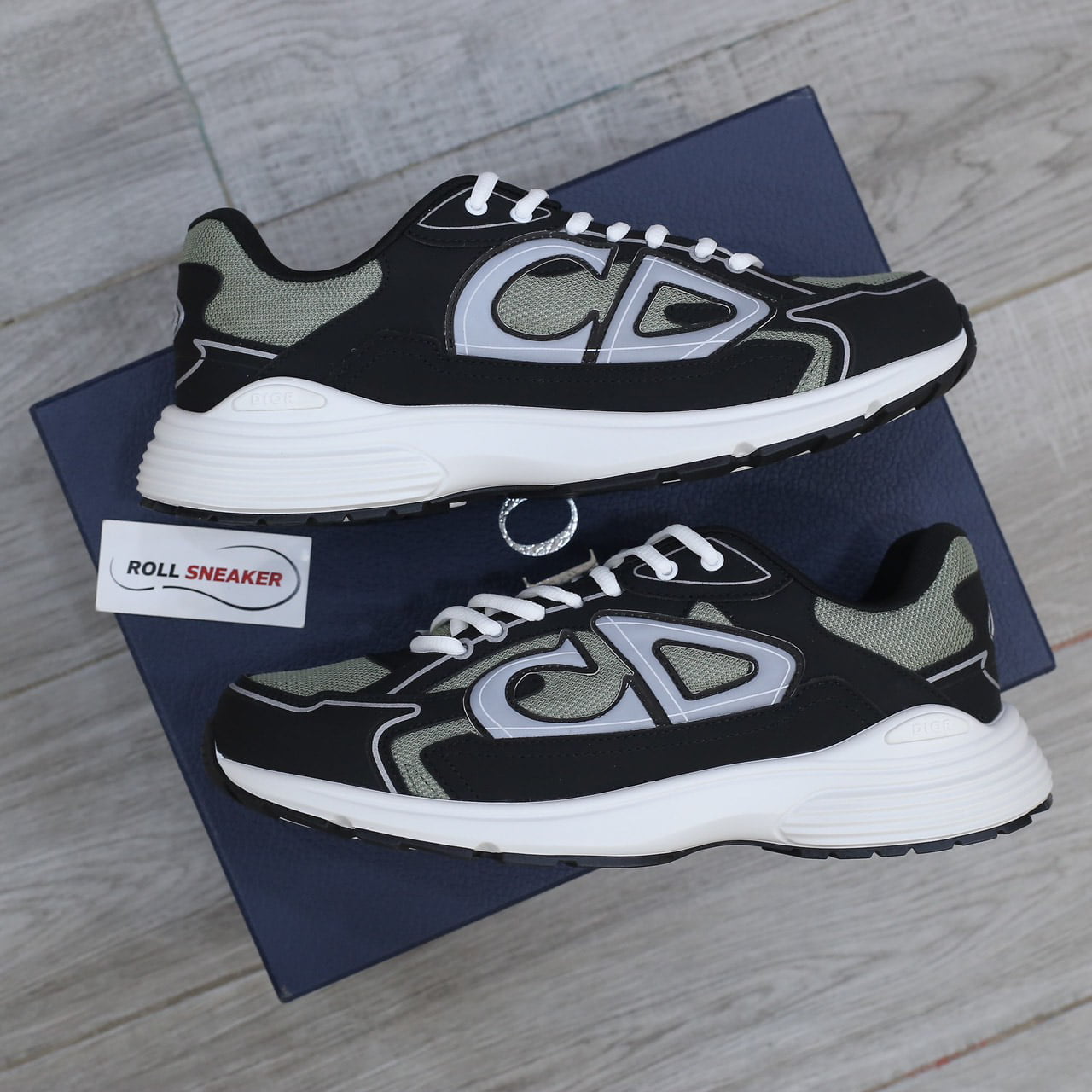 Giày Dior B30 Sneaker Deep Green Mesh and Black Technical Fabric Like Auth