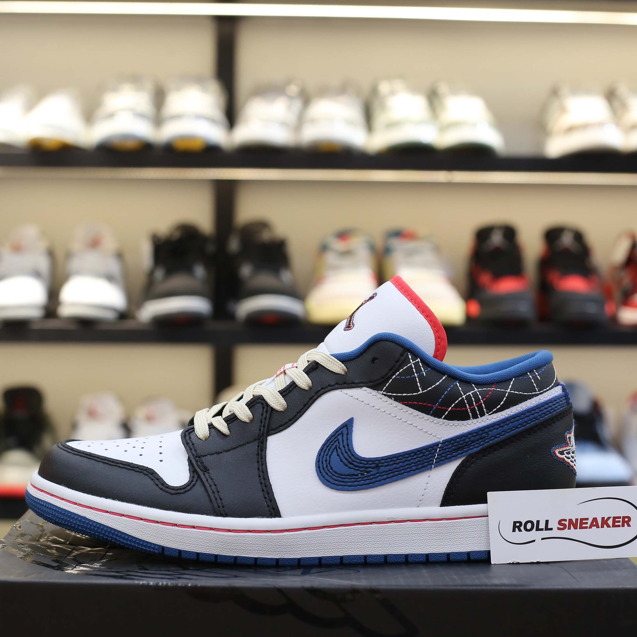 Giày Nike Air Jordan 1 Low ‘White Industrial Blue Siren Red’ Best Quality