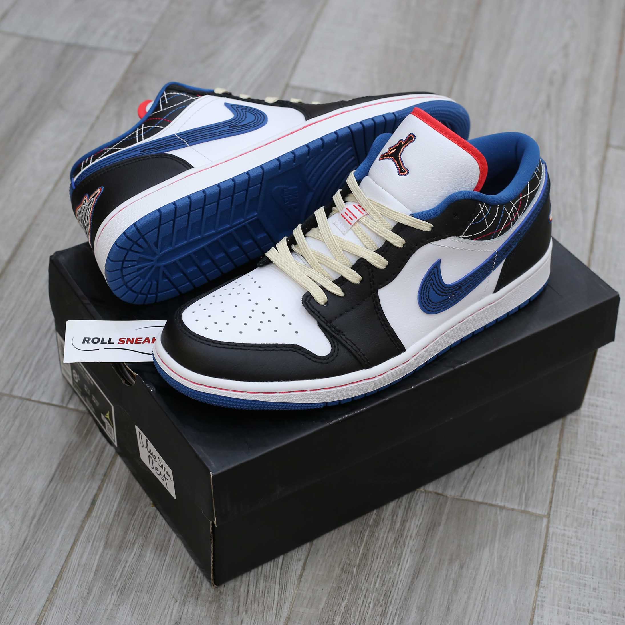 Giày Nike Air Jordan 1 Low ‘White Industrial Blue Siren Red’ Best Quality