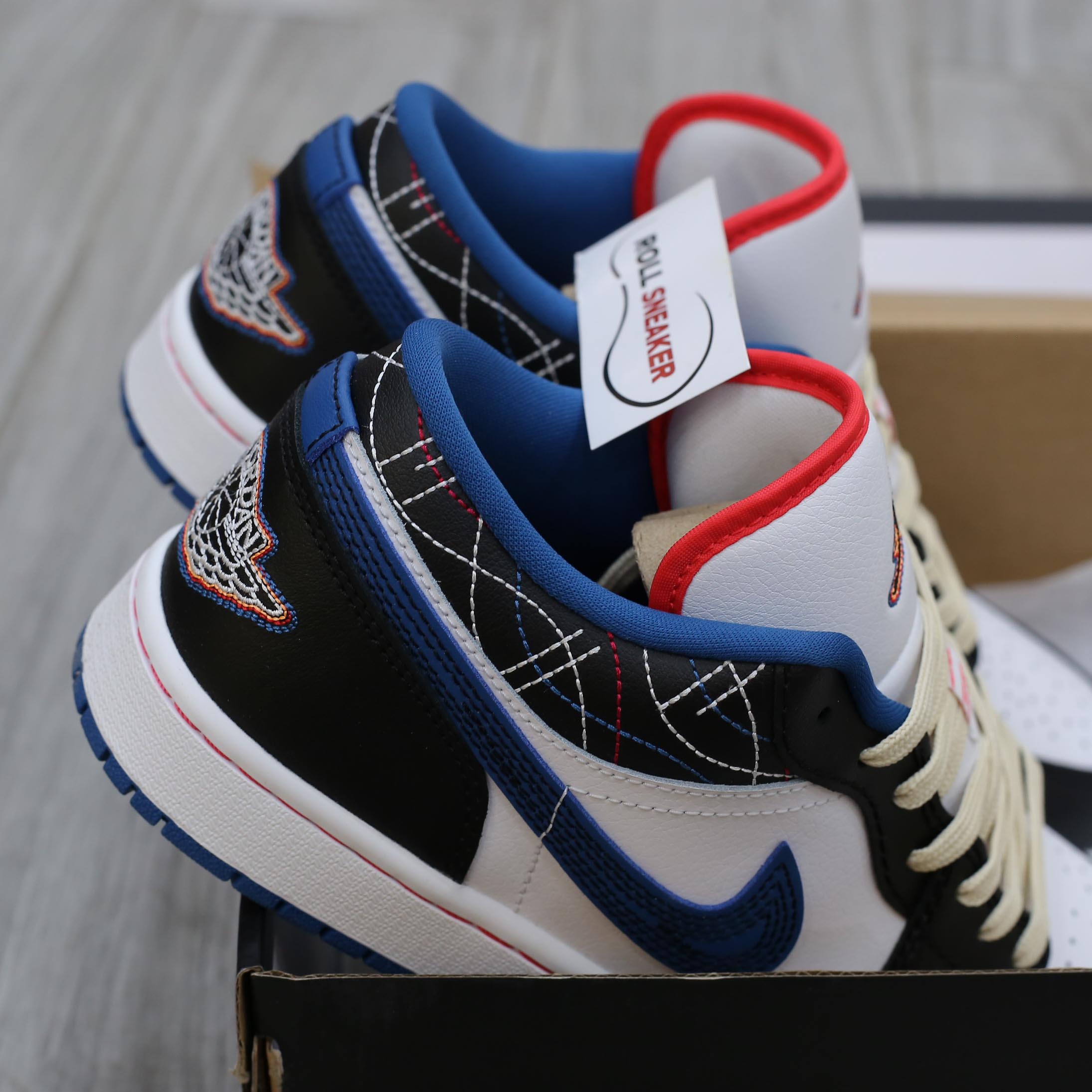 Giày Nike Air Jordan 1 Low ‘White Industrial Blue Siren Red’ Best Quality