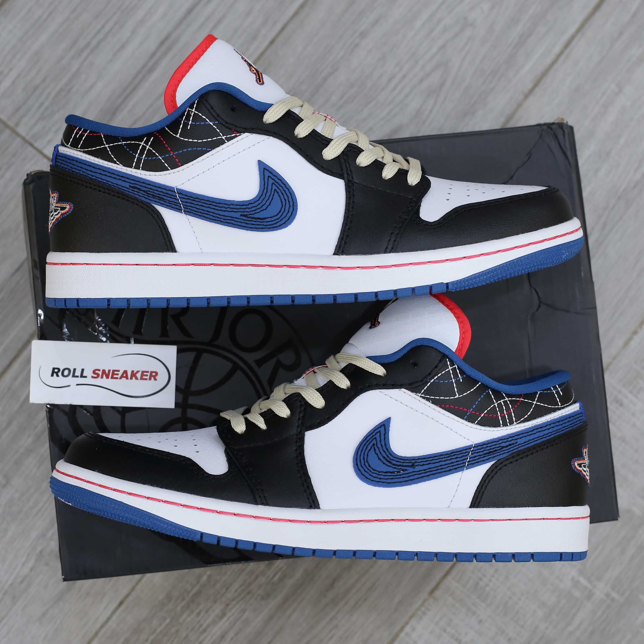 Giày Nike Air Jordan 1 Low ‘White Industrial Blue Siren Red’ Best Quality