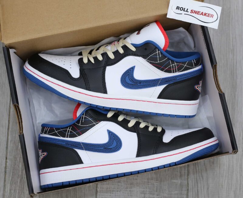 Giày Nike Air Jordan 1 Low ‘White Industrial Blue Siren Red’ Best Quality