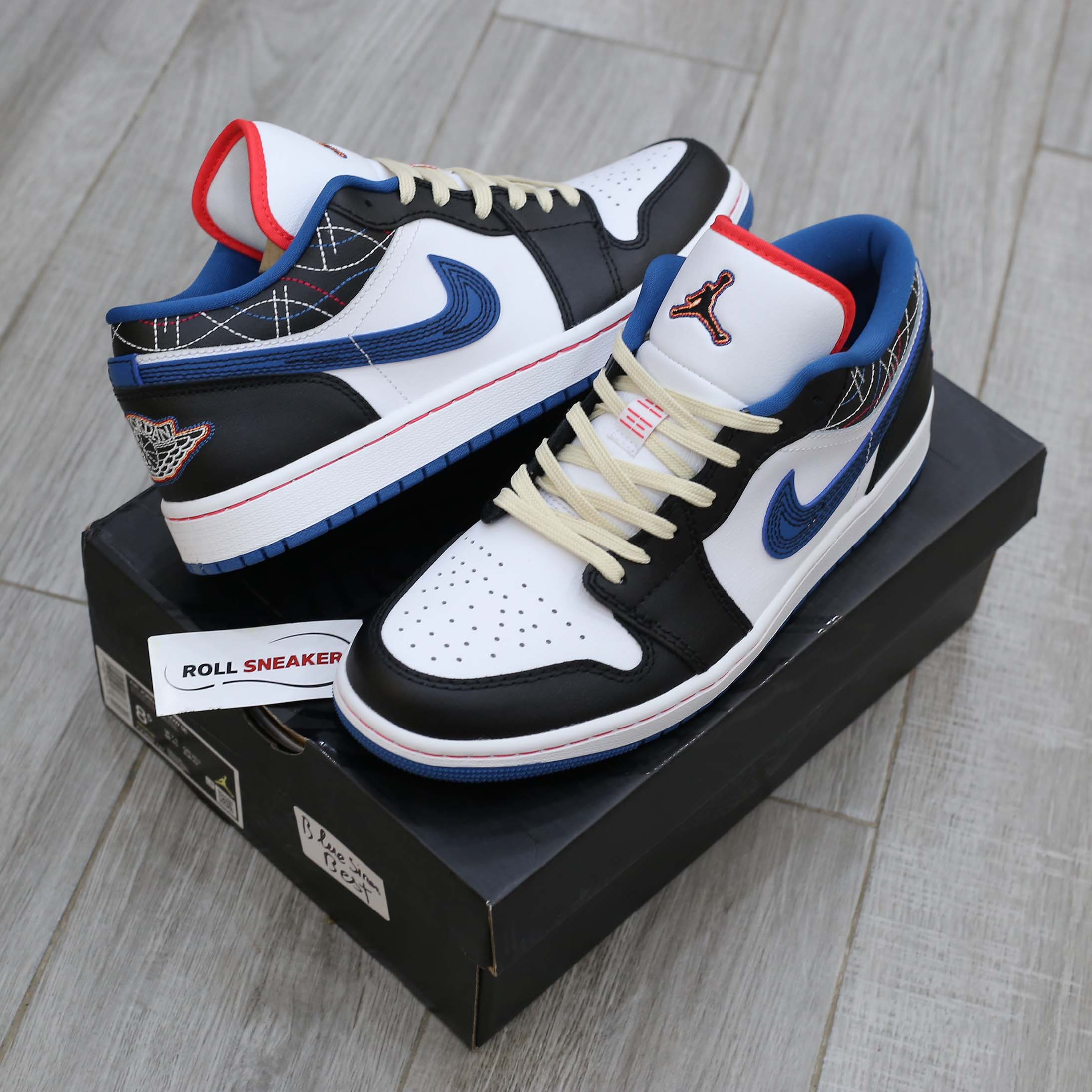 Giày Nike Air Jordan 1 Low ‘White Industrial Blue Siren Red’ Best Quality
