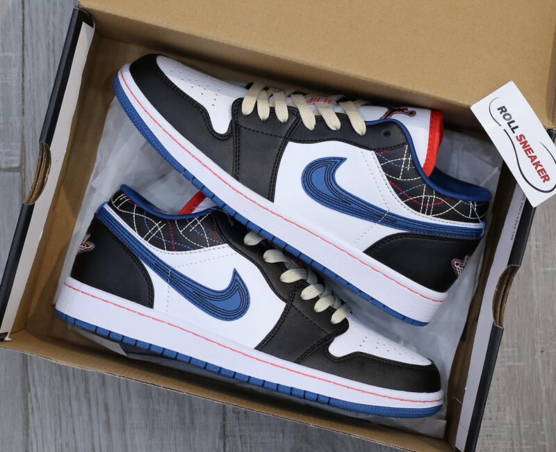Giày Nike Air Jordan 1 Low ‘White Industrial Blue Siren Red’ Like Auth
