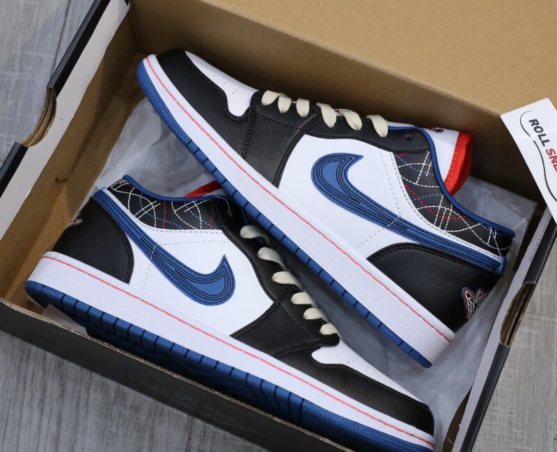 Giày Nike Air Jordan 1 Low ‘White Industrial Blue Siren Red’ Like Auth