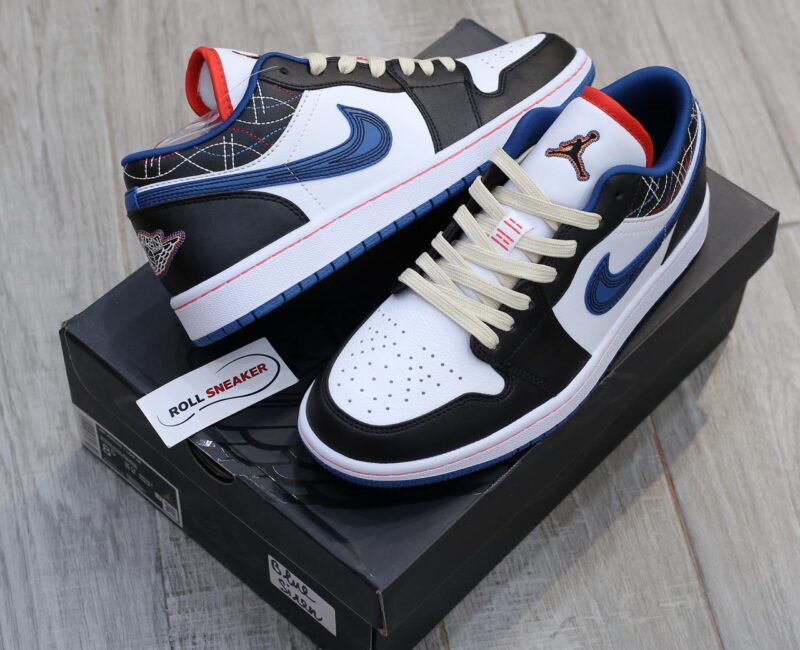 Giày Nike Air Jordan 1 Low ‘White Industrial Blue Siren Red’ Like Auth