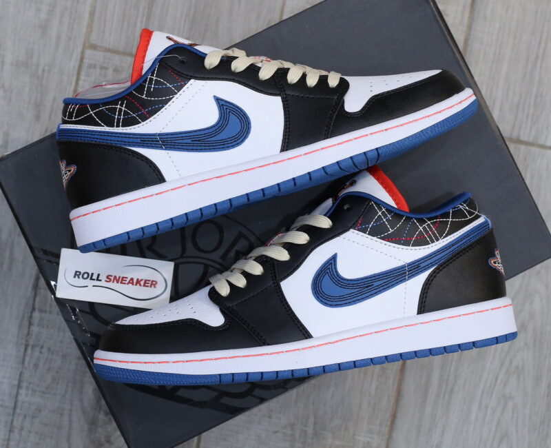 Giày Nike Air Jordan 1 Low ‘White Industrial Blue Siren Red’ Like Auth