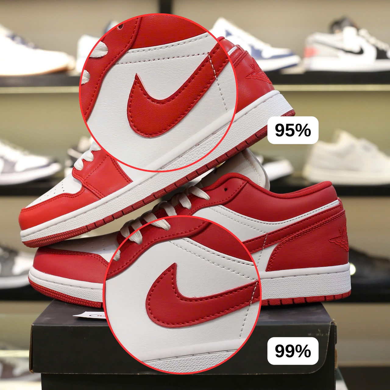 So Sánh Nike Air Jordan 1 Low Gym Red White