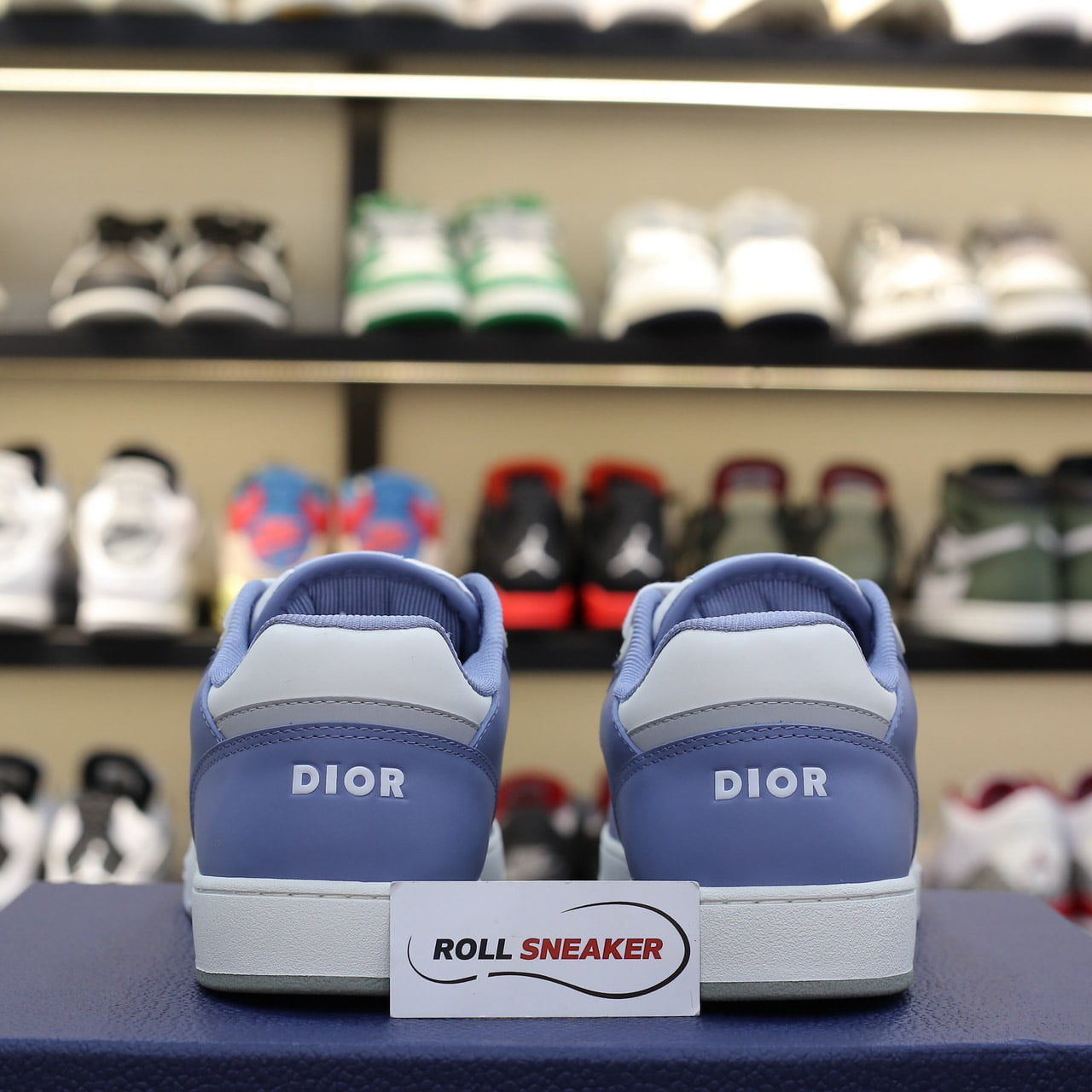 Giày Dior B27 Low University Blue White họa tiết Dior Oblique Galaxy Like Auth