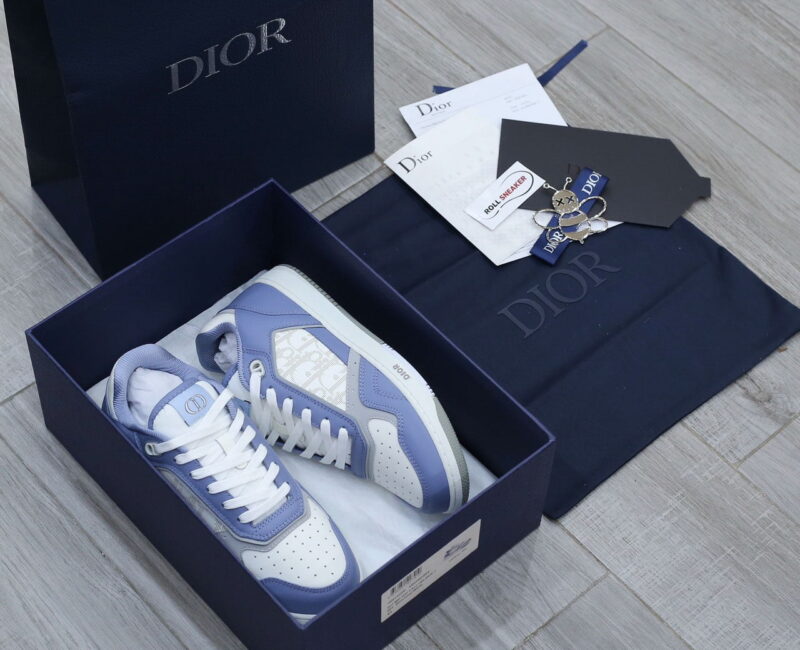 Giày Dior B27 Low University Blue White họa tiết Dior Oblique Galaxy Like Auth
