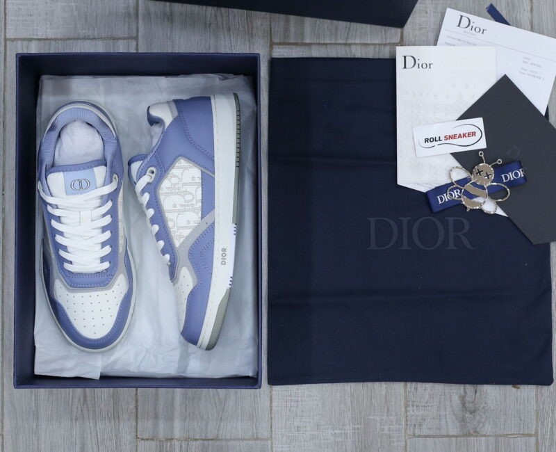 Giày Dior B27 Low University Blue White họa tiết Dior Oblique Galaxy Like Auth