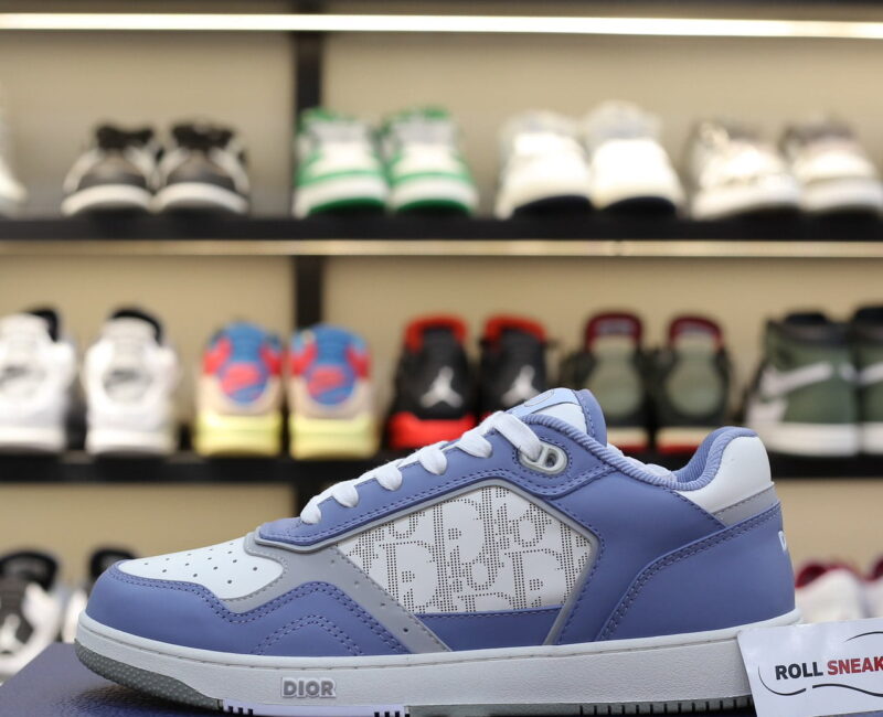 Giày Dior B27 Low University Blue White họa tiết Dior Oblique Galaxy Like Auth