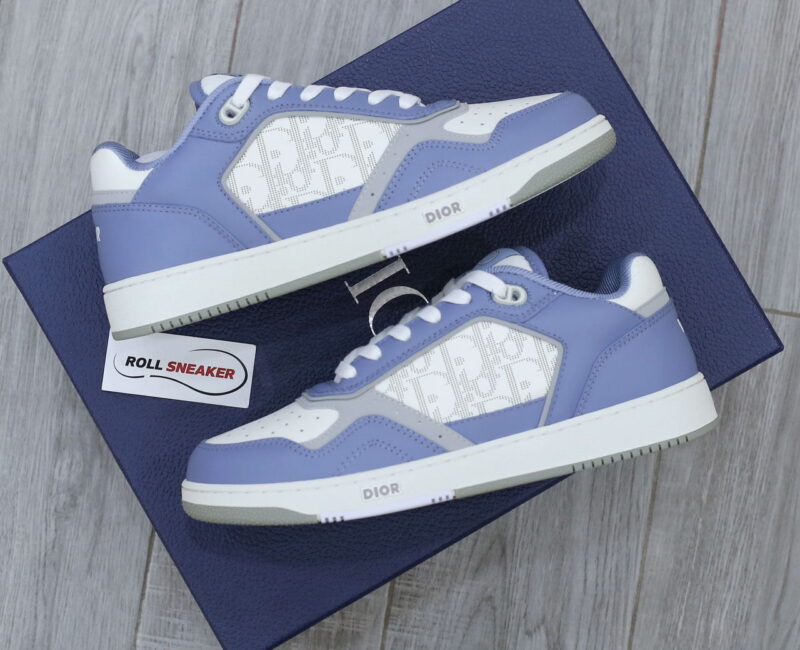 Giày Dior B27 Low University Blue White họa tiết Dior Oblique Galaxy Like Auth