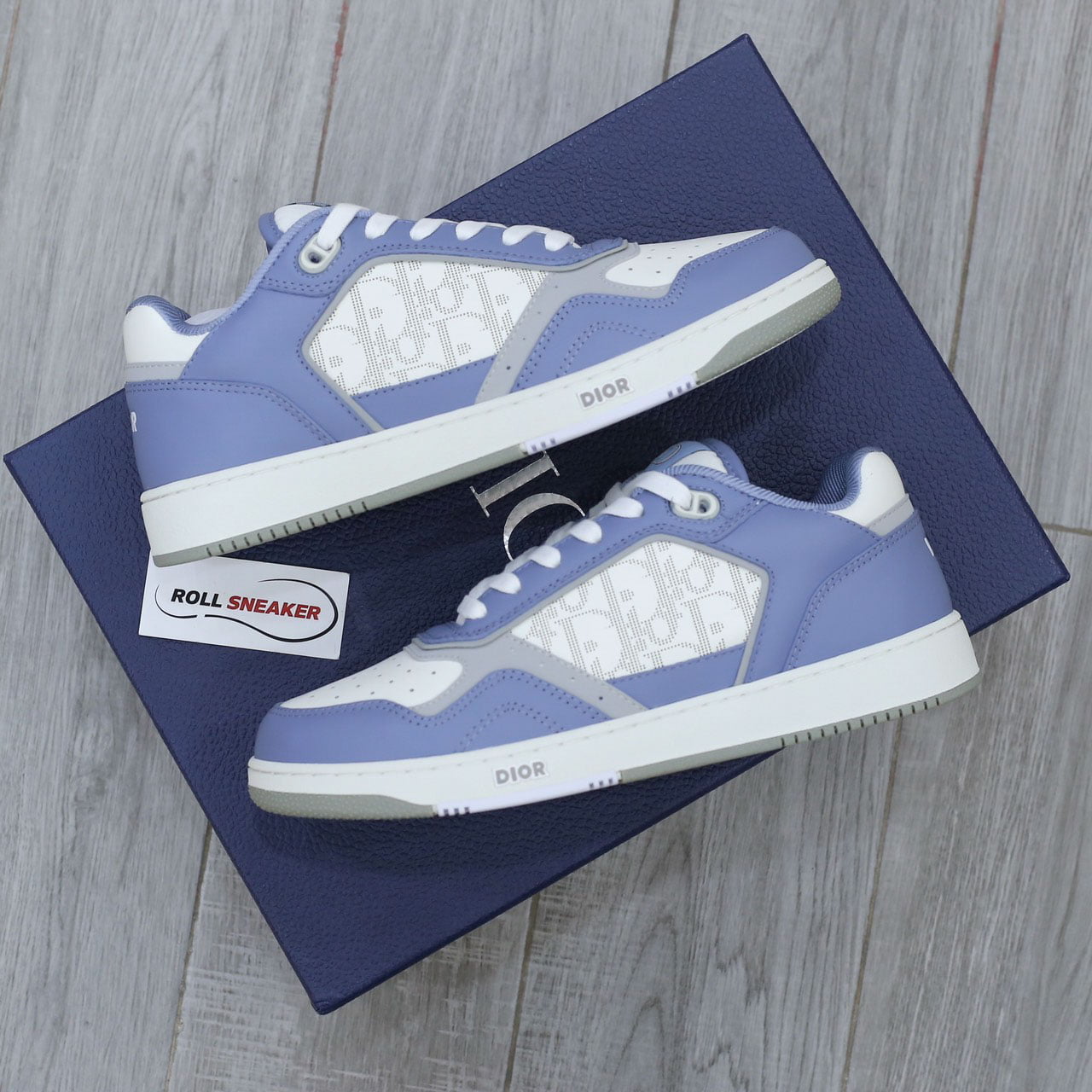 Giày Dior B27 Low University Blue White họa tiết Dior Oblique Galaxy Like Auth
