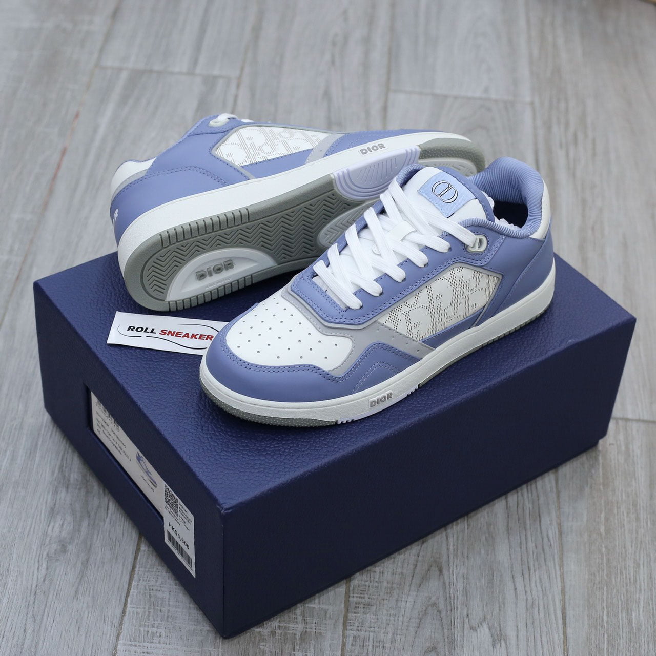 Giày Dior B27 Low University Blue White họa tiết Dior Oblique Galaxy Like Auth