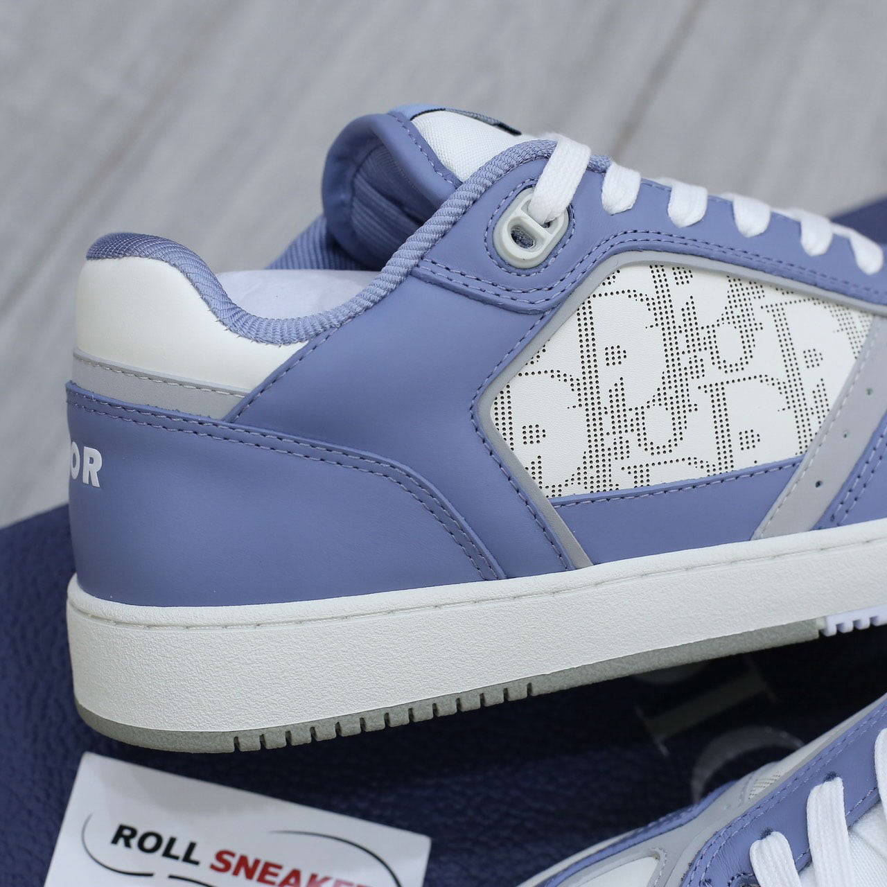 Giày Dior B27 Low University Blue White họa tiết Dior Oblique Galaxy Like Auth