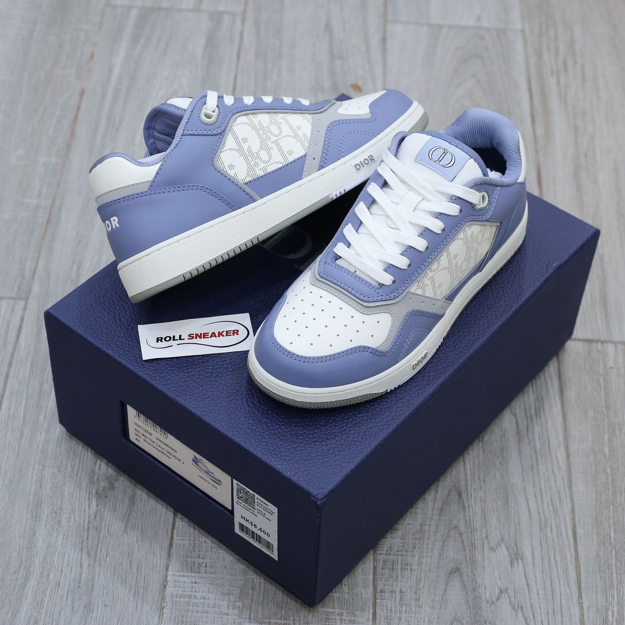 Giày Dior B27 Low University Blue White họa tiết Dior Oblique Galaxy Like Auth