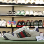 Giày Gucci Screener Leather and GG-Supreme gót Tím Like Auth