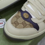 Giày Gucci Screener Leather and GG-Supreme gót Tím Like Auth