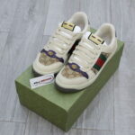 Giày Gucci Screener Leather and GG-Supreme gót Tím Like Auth
