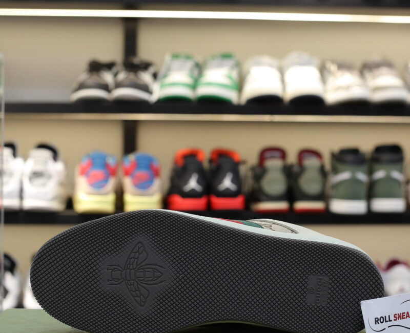 Giày Gucci Screener Leather and GG-Supreme gót Tím Like Auth