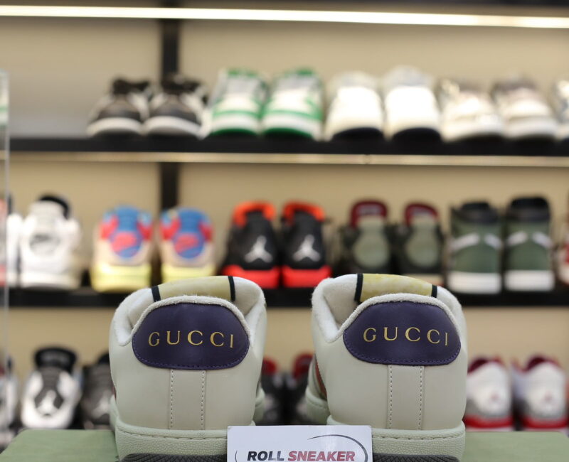 Giày Gucci Screener Leather and GG-Supreme gót Tím Like Auth