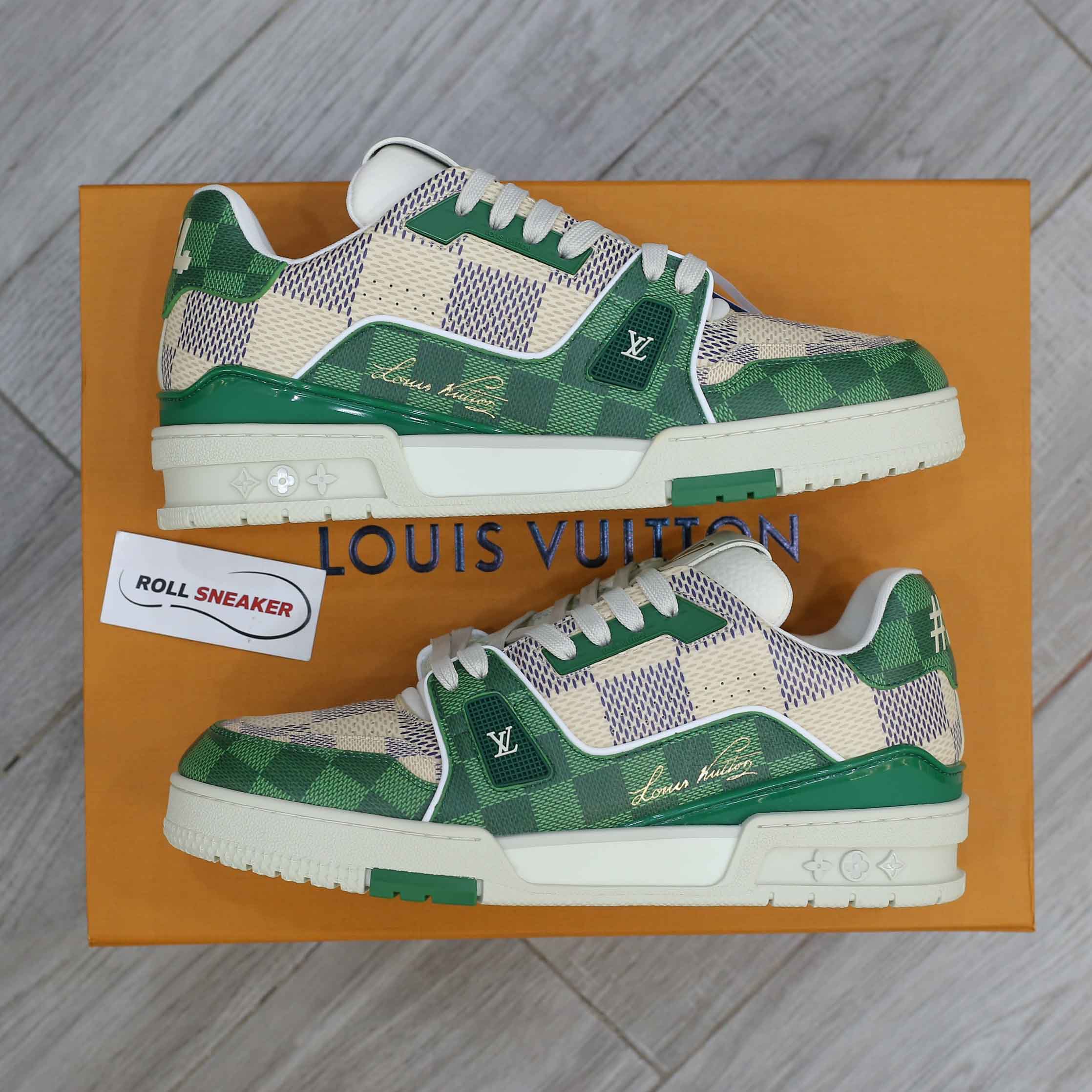 Giày Louis Vuitton LV Trainer #54 Damier Green Best Quality