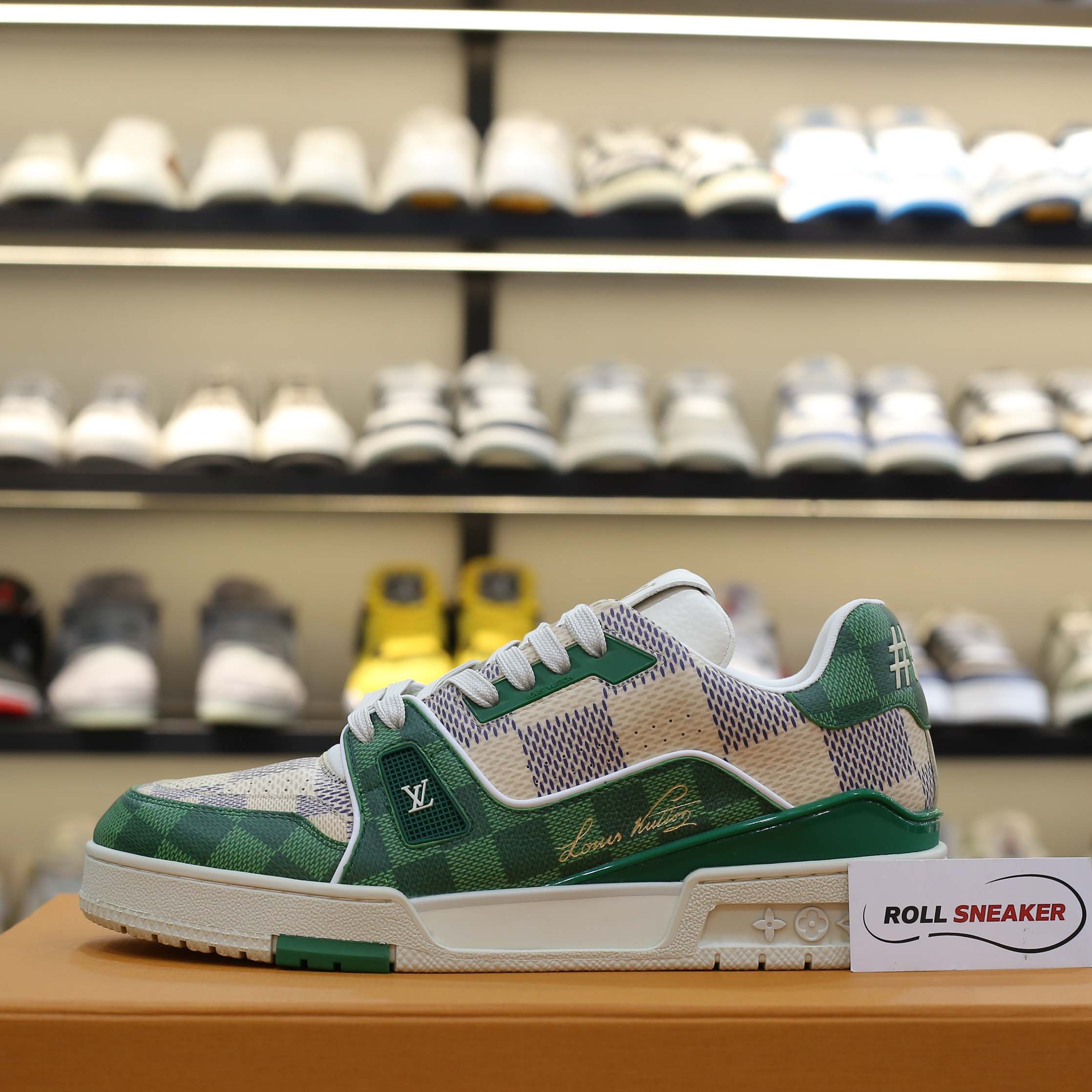 Giày Louis Vuitton LV Trainer #54 Damier Green Best Quality