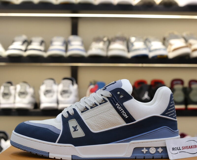 Giày Louis Vuitton LV Trainer Blue Trơn 2023 Best Quality