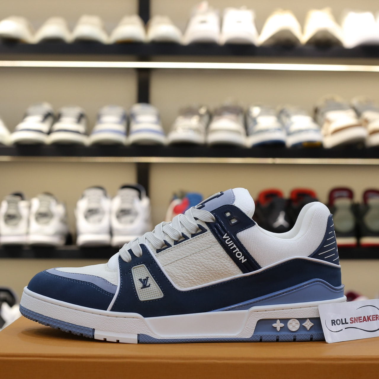 Giày Louis Vuitton LV Trainer Blue Trơn 2023 Best Quality