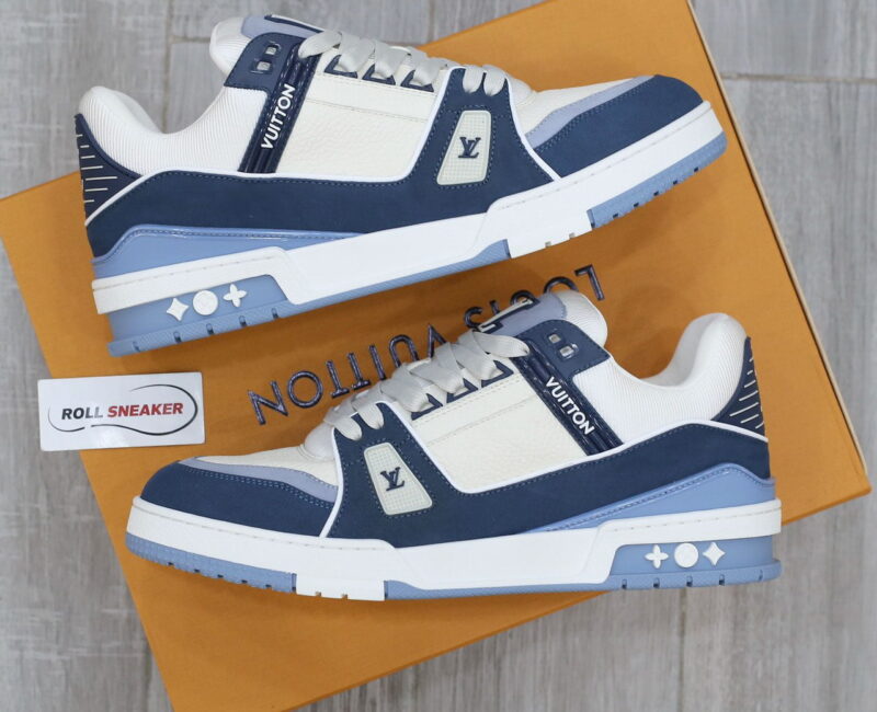Giày Louis Vuitton LV Trainer Blue Trơn 2023 Best Quality