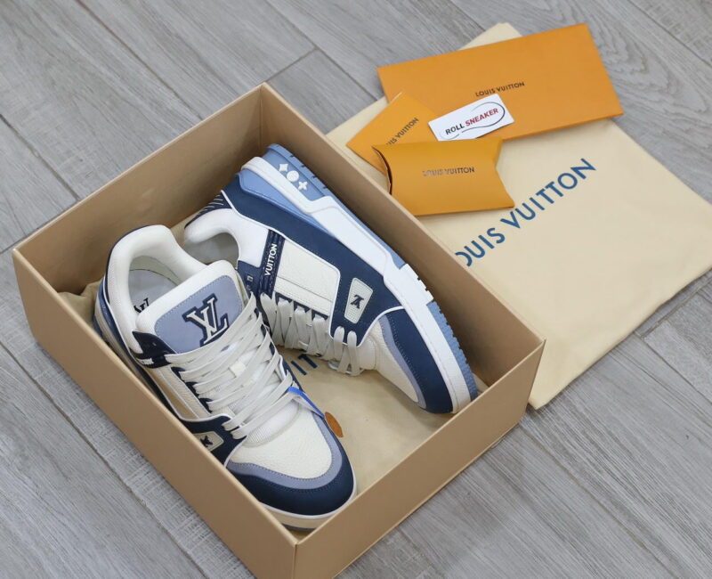 Giày Louis Vuitton LV Trainer Blue Trơn 2023 Best Quality