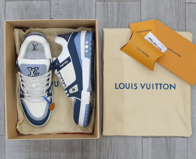Giày Louis Vuitton LV Trainer Blue Trơn 2023 Best Quality