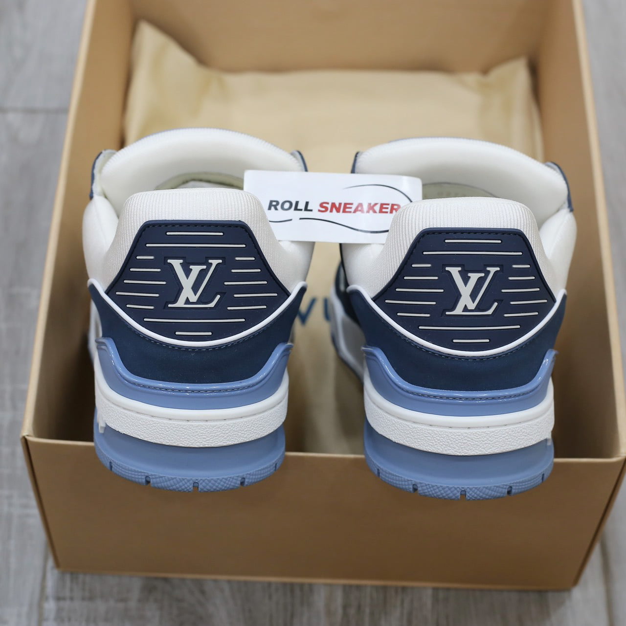 Giày Louis Vuitton LV Trainer Blue Trơn 2023 Best Quality