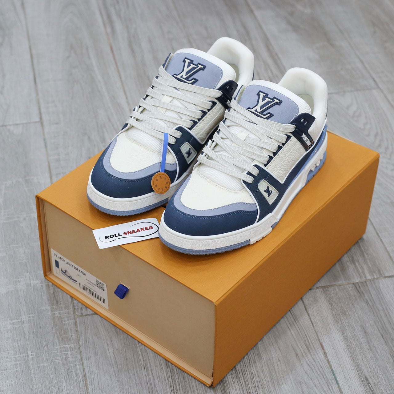 Giày Louis Vuitton LV Trainer Blue Trơn 2023 Best Quality