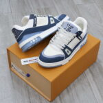 Giày Louis Vuitton LV Trainer Blue Trơn 2023 Best Quality