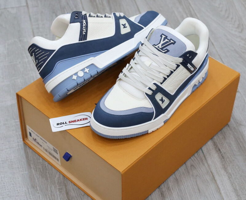 Giày Louis Vuitton LV Trainer Blue Trơn 2023 Best Quality