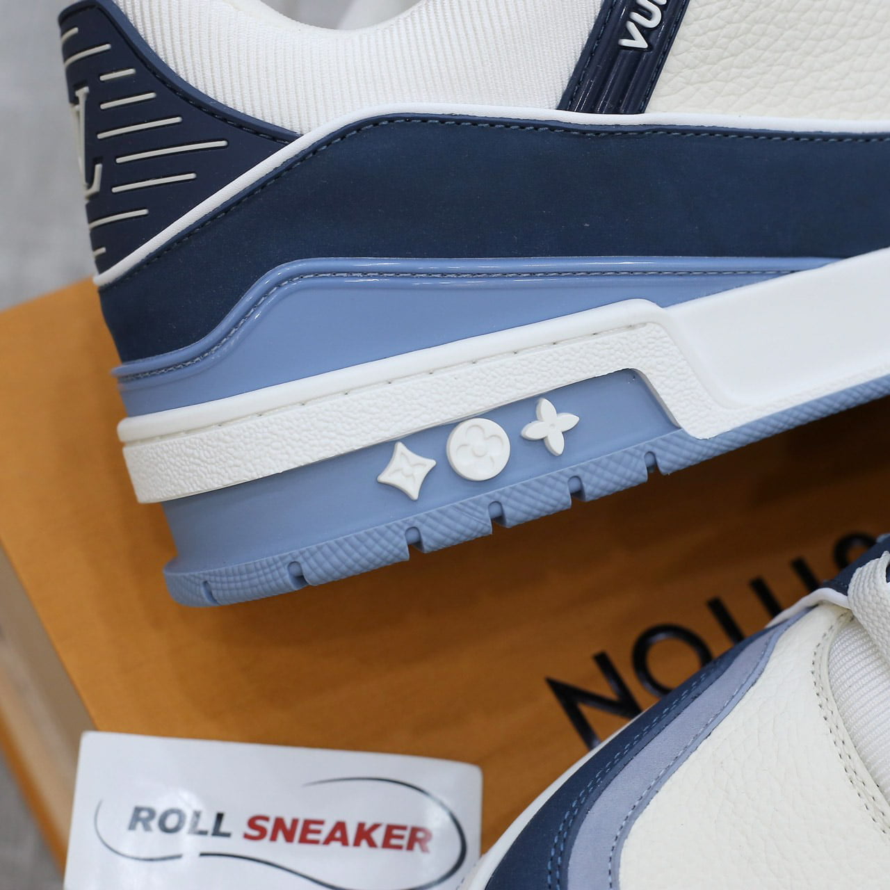 Giày Louis Vuitton LV Trainer Blue Trơn 2023 Best Quality