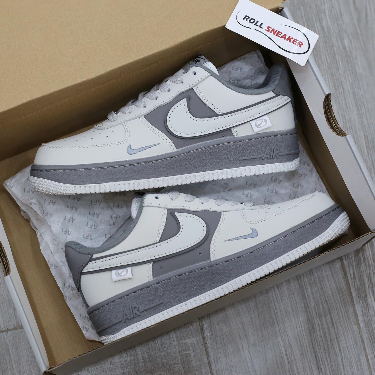 Giày Nike Air Force 1 Double White Grey Shadow