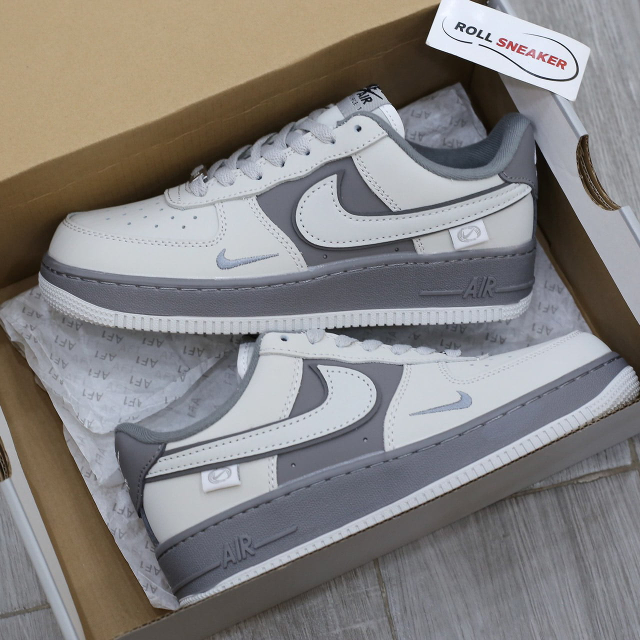 Giày Nike Air Force 1 Double White Grey Shadow