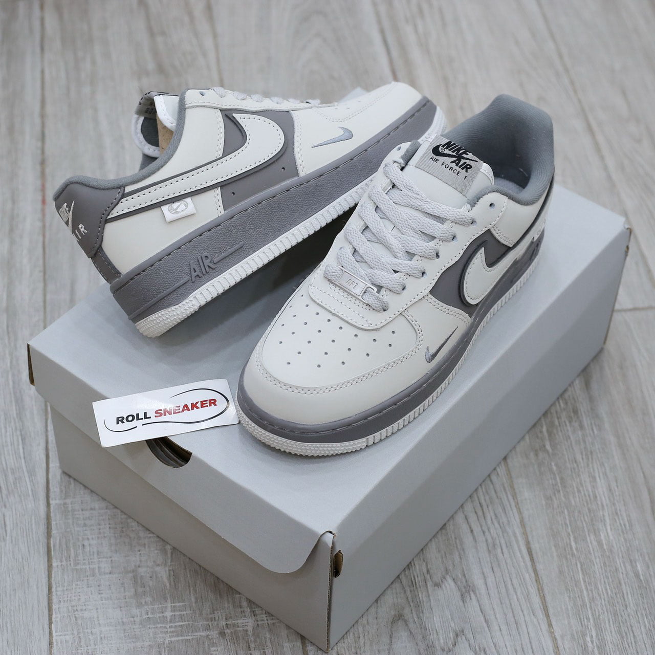 Giày Nike Air Force 1 Double White Grey Shadow