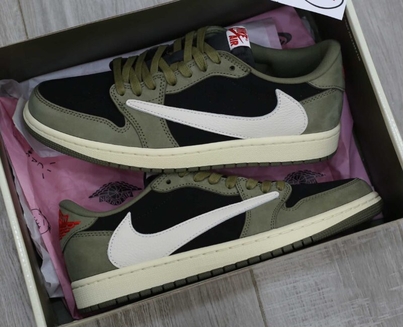 Giày Nike Air Jordan 1 Low Travis Scott Black Olive Like Auth