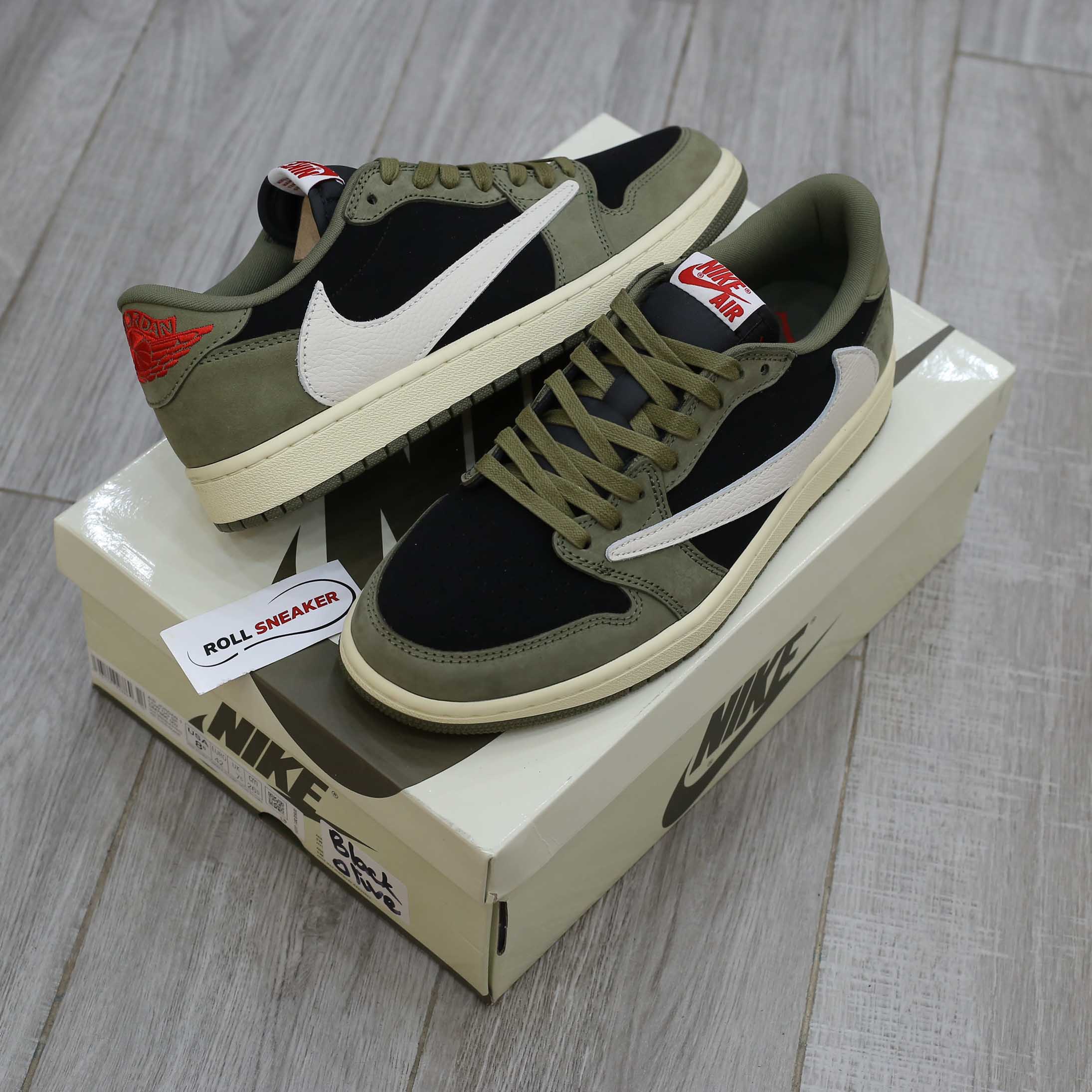 Giày Nike Air Jordan 1 Low Travis Scott Black Olive Like Auth