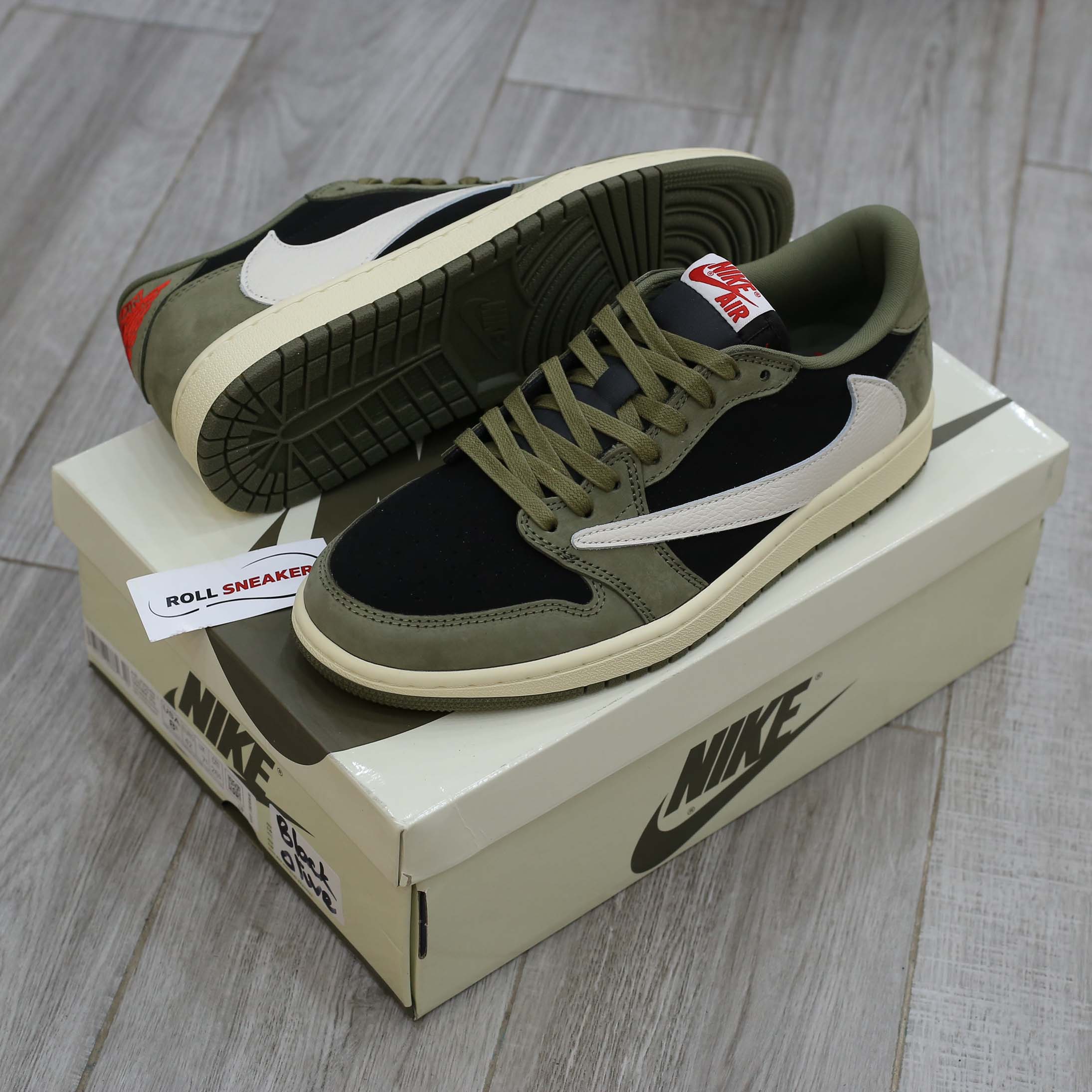 Giày Nike Air Jordan 1 Low Travis Scott Black Olive Like Auth